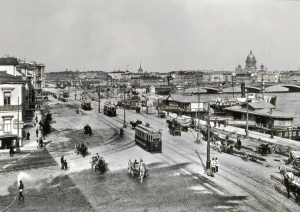 Вид на Неву, Николаевский мост и Николаевскую набережную. 1910-е г.
